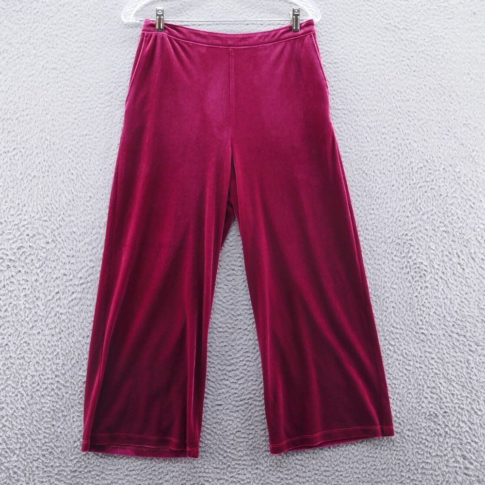 Abercrombie Fitch Womens Wide Leg Velvet Croppedβ Pants Small Red Cranberry